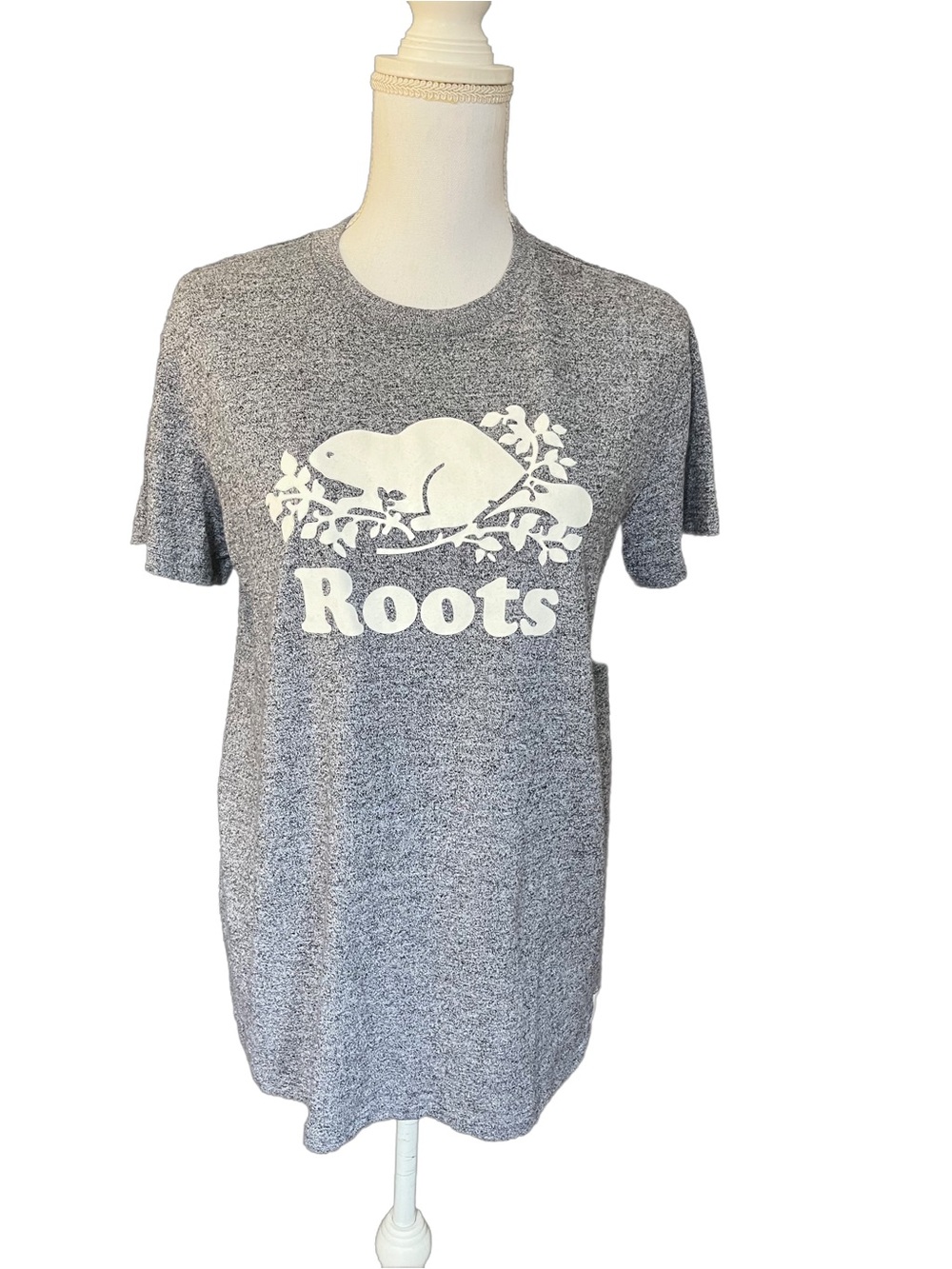 Roots Kids Grey Heather Tee with White Logo